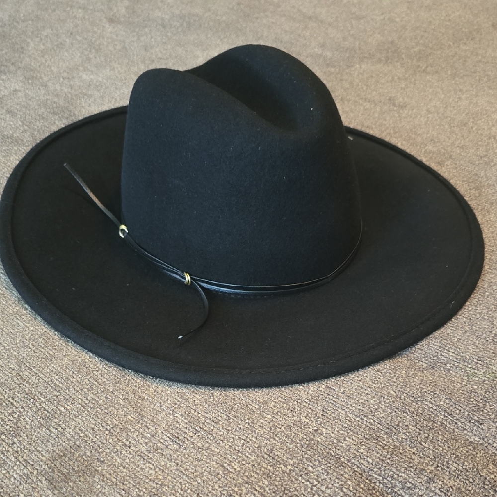 UGG Black Wide Brim Wool Fedora Hat